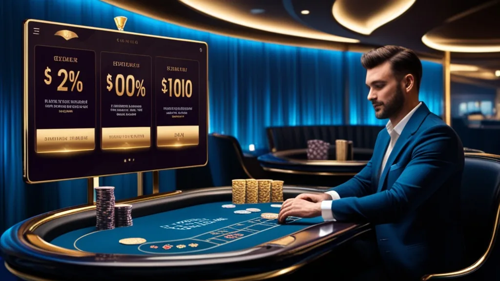 Returning player viewing loyalty bonuses on a casino dashboard in a dark lounge
