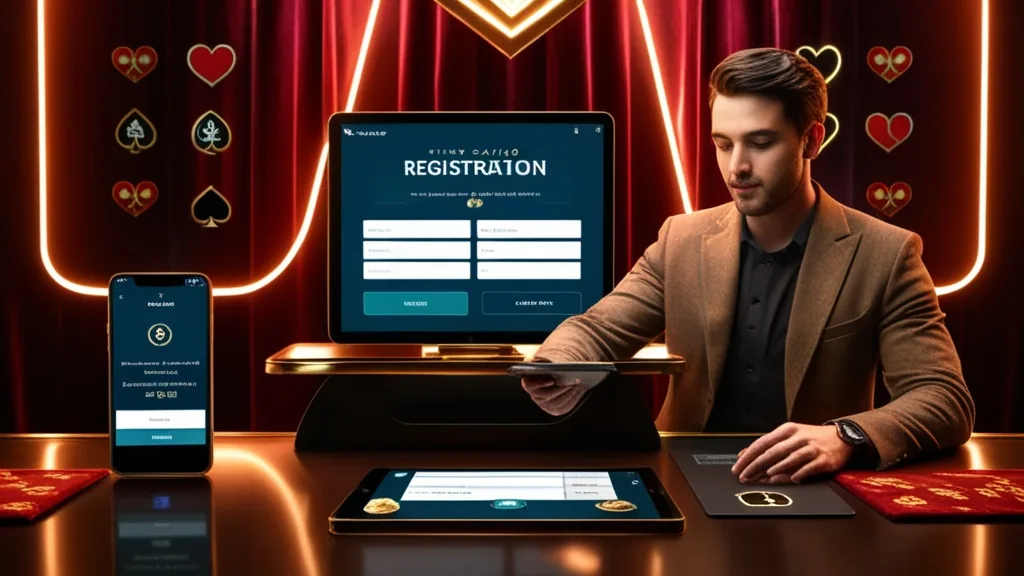 New player filling out a casino registration form on a phone and tablet